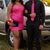 Plus Size Magenta Sparkle Corset Homecoming Dress