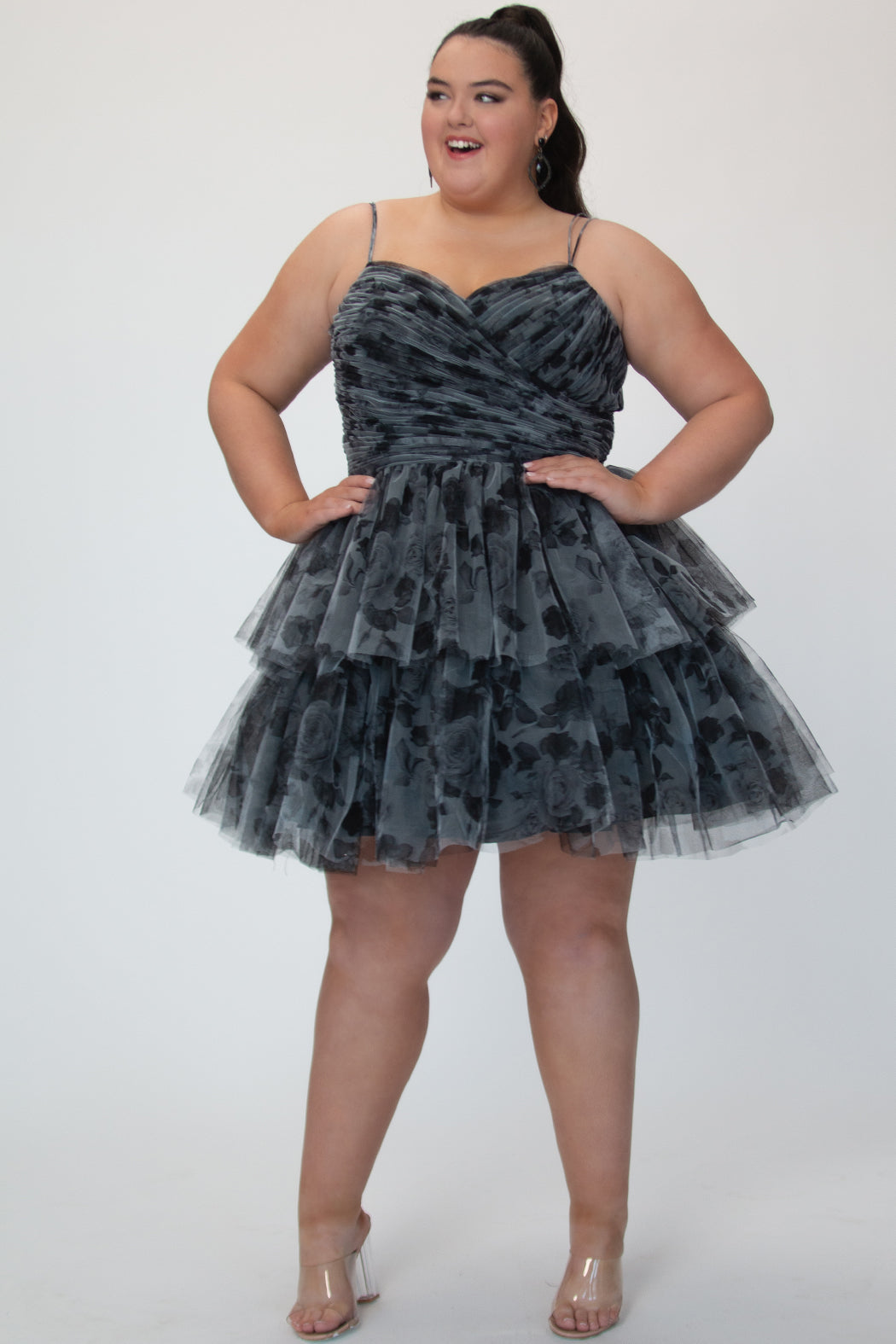 Plus Size Embroidered Short Floral Dress - Sydney's Closet SC8137