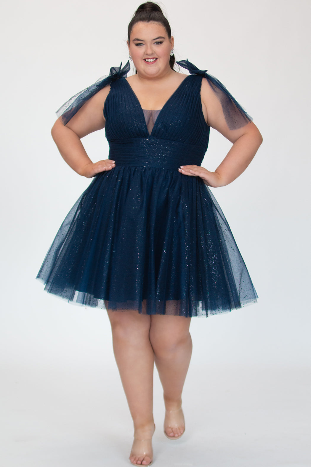 plus size navy blue cocktail dress Sydney's Closet Sparkle Tulle Party with Bows Chests Love this silhouette The Starlite Dress- MIRROR Maternity Size:S