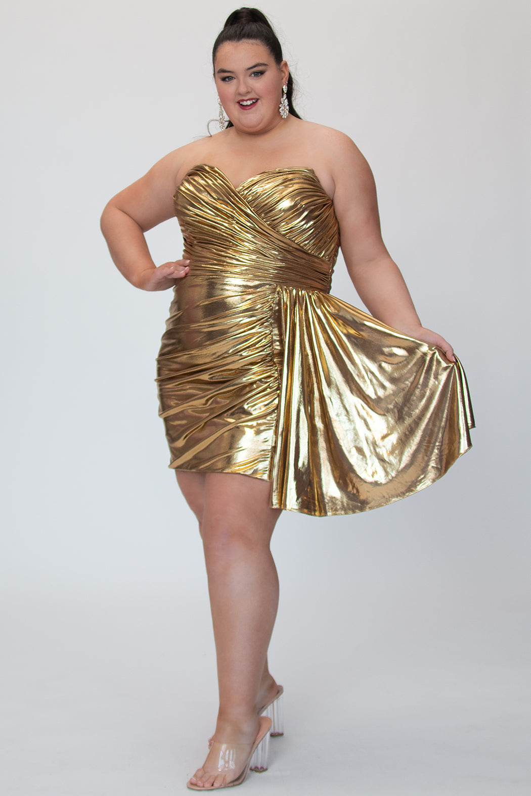 Plus Size Gold Cocktail Party Dress - Sydney's Closet SC8160