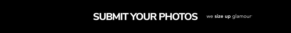 Banner text reading "Submit Your Photos" with Sydney's Closet tagline, "we size up glamour" on black background.