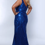 Tease Prom TE2408 Royal blue. V-neckline, bra-friendly straps, tone-on-tone sequin detail, fitted with horse hair hem
