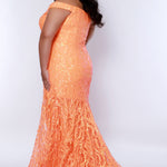 Tease Prom TE2411 Bright Orange. Off the shoulders, sweetheart neckline, fit and flair silhouette, tone on tone sequin detail all over. 