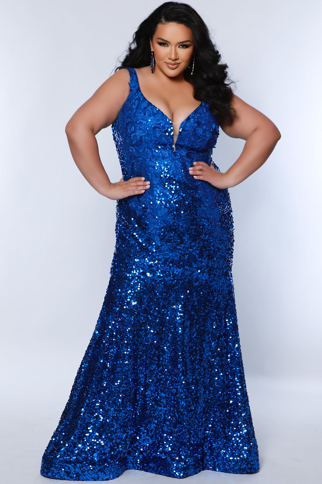 Sequin Plus-Sized Fitted Evening Gown | Tease Prom TE2425 – Sydney's Closet
