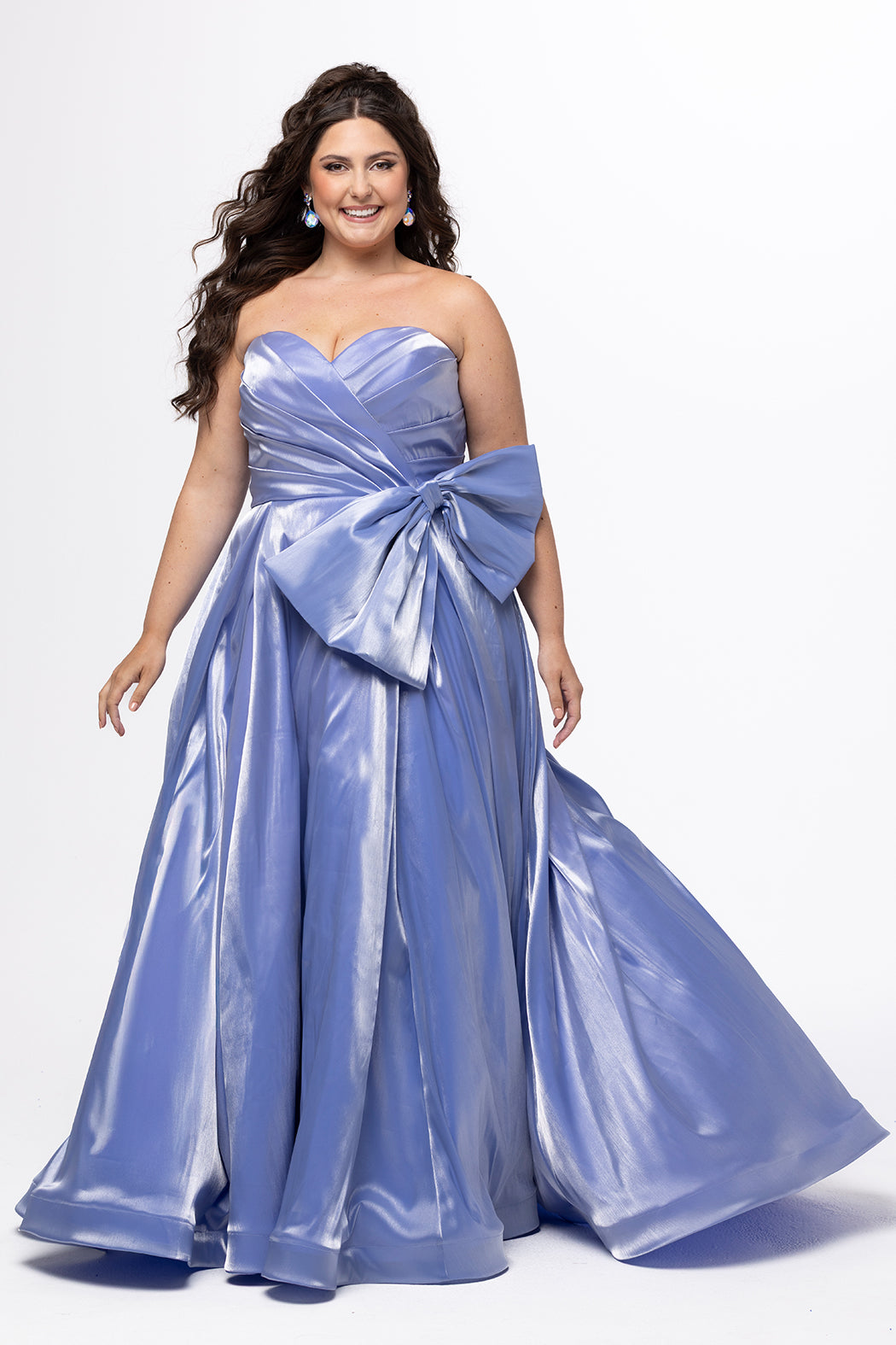 a line dress size 14 Purple Plus-Size Satin A-Line Gown with Bow summer sparkle Lilac Lace & Tulle line Dress by Poly Color:red