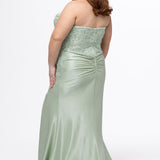Plus-Size Fitted Sage Prom Formal