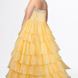 Plus-Size Tiered Skirt Prom Gown