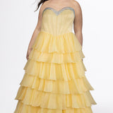 Plus-Size Tiered Skirt Prom Gown