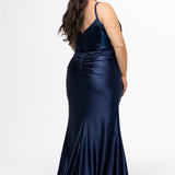 Fitted Satin Curvy Prom Gown