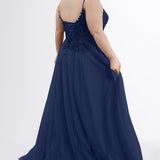 Plus-Size Lace & Tulle A-Line Prom Dress