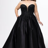 Curvy Satin A-Line Prom Gown