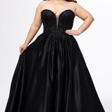 Curvy Satin A-Line Prom Gown