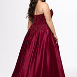Curvy Satin A-Line Prom Gown