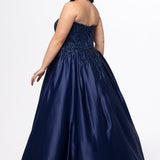 Curvy Satin A-Line Prom Gown