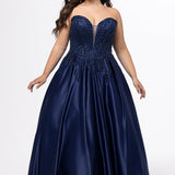 Curvy Satin A-Line Prom Gown