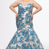 Curvy Brocade Mermaid Gown