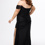 Off-Shoulder Curvy Fitted Formal Dress