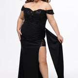 Off-Shoulder Curvy Fitted Formal Dress