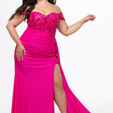 Off-Shoulder Curvy Fitted Formal Dress
