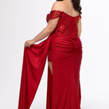 Off-Shoulder Curvy Fitted Formal Dress