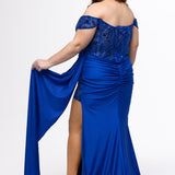 Off-Shoulder Curvy Fitted Formal Dress