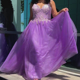 Tease Prom style TE2511 plus size ballgown. Available in slate grey, lavender purple or sky blue with sparkle tulle and lace. 