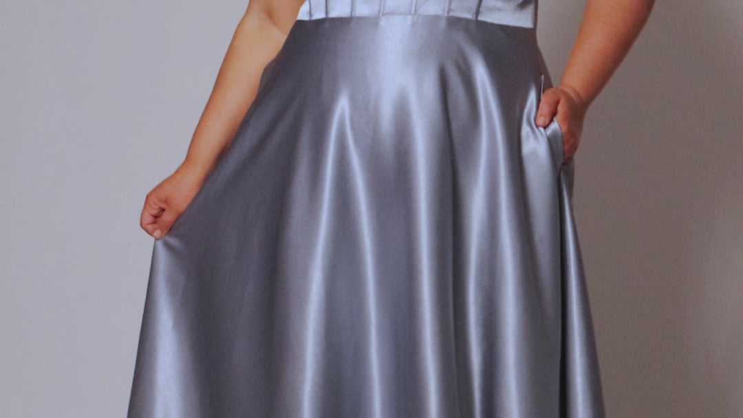 Tease Prom TE2428 ice blue, magenta or foreset green, scoop neckline, bra friendly straps, A-line satin, exposed boning on bodice.