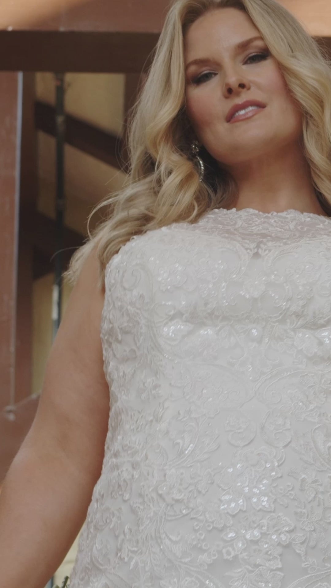 Michelle Bridal MB2426 Ivory. Embroidered lace appliques, Bridal tulle, sparkle tulle, soft bridal tulle, Stretch knit lining, Slim/Fitted silhouette, Halter neckline, Illusion bodice with sweetheart lining, Sleeveless, Racer back.