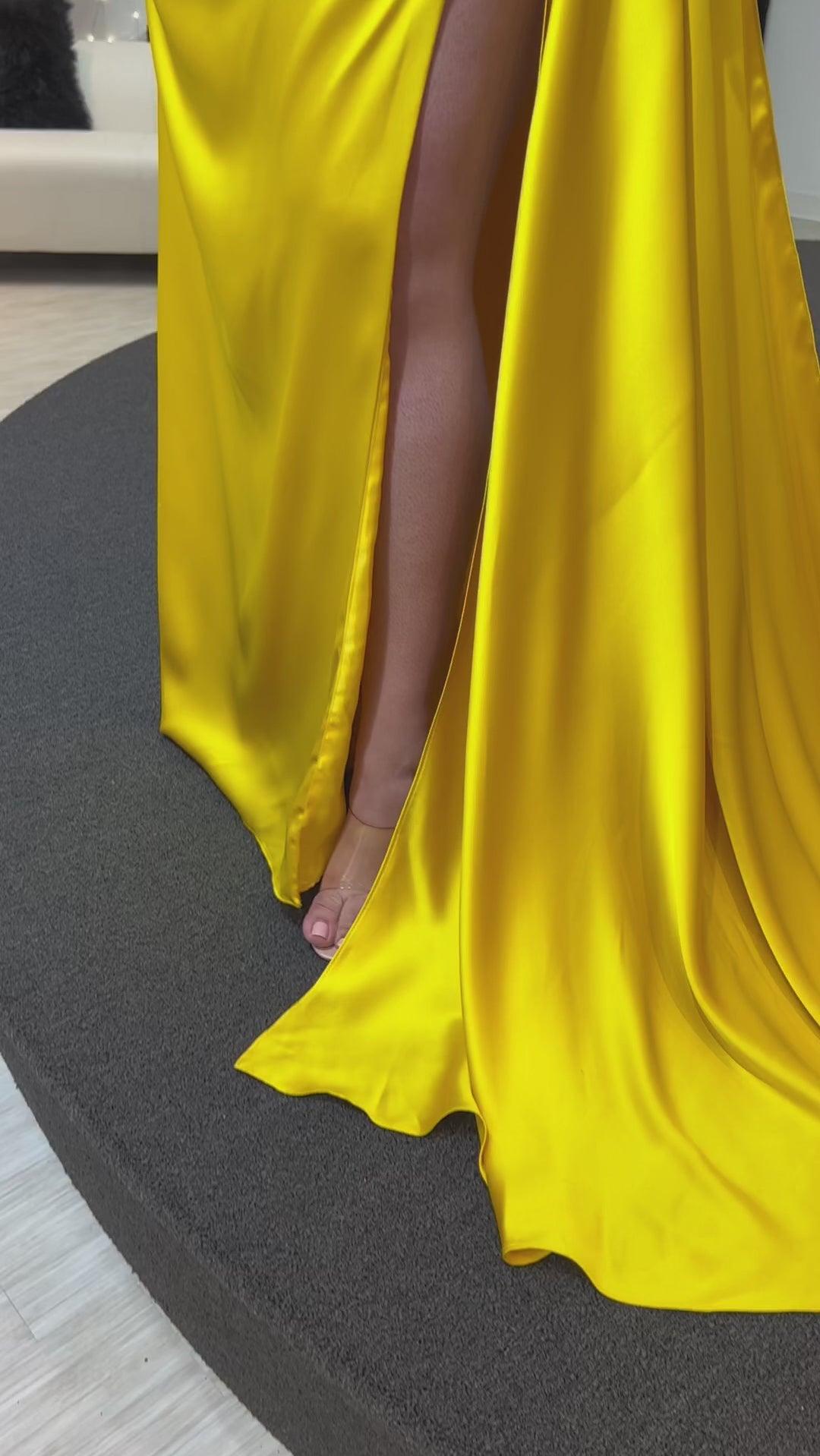 Johnathan Kayne for Sydney's Closet JK2408 Tangerine, Cobalt, Sunflower. Slim/Fitted silhouette, Stretch satin, Satin lining, Rhinestone beaded trim, detachable straps, Sweetheart bodice, Exposed boning, Modified Basque waist, Invisible zipper, Side slit with rhinestone trim, Drape panel with 12 inch train, Sweep train = 8 inches