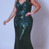 Tease Prom TE2408 V-neckline, bra-friendly straps, tone-on-tone sequin detail, fitted with horse hair hem