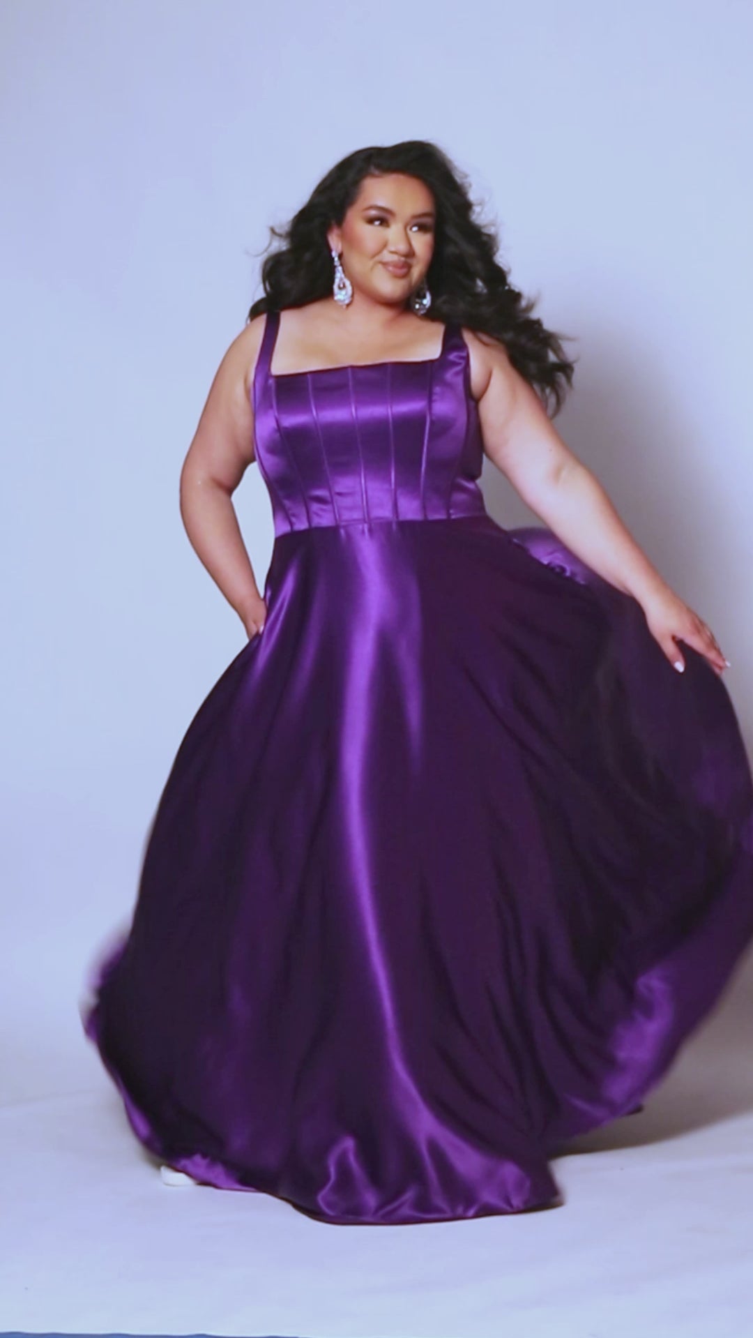 Tease Prom TE2428 purple, black, navy or burgundy, scoop neckline, bra friendly straps, A-line satin, exposed boning on bodice.