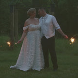 Plus size formal event dress or unique edgy wedding dress. 3D floral fabric. Scoop neckline with cat-eye detail, detachable drape sleeves, A-line skirt with pockets and train.  Sydney's Closet style SC7397 for formal gown or SC5354 for bridal gown is available in black or ivory. 