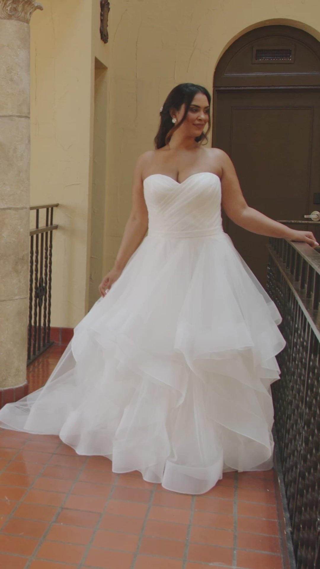 Michelle Bridal MB2419 Ivory. Soft bridal tulle, Bridal tulle, Sparkle tulle, Satin lining, Light satin lining, Ball gown silhouette, Strapless, Optional straps, Sweetheart, Pleated bodice, V-back, Long invisible center back zipper, Natural waistline, Tiered skirt, Train.