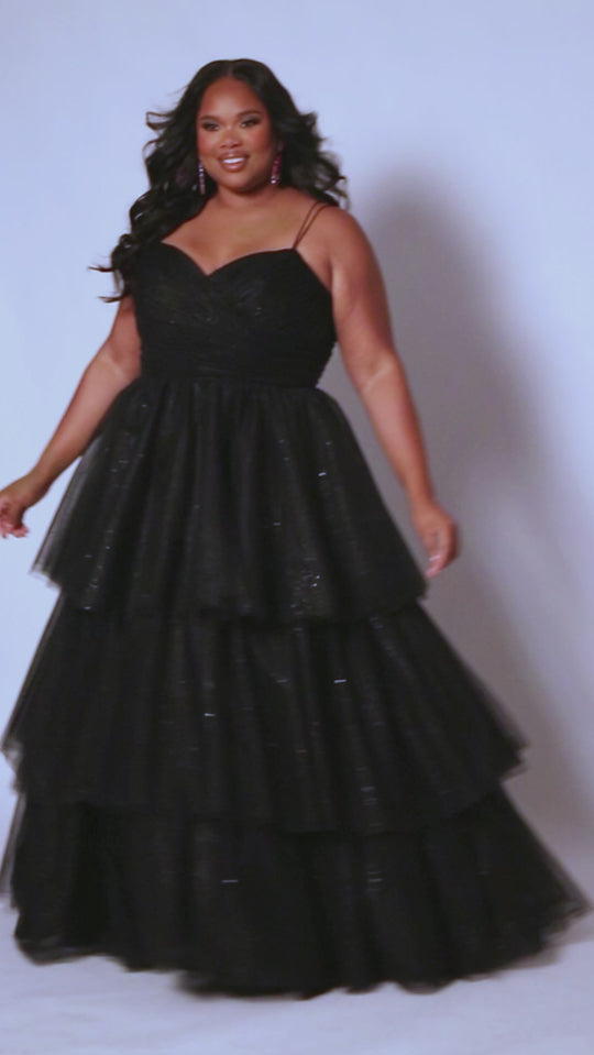 Plus Size Tiered Skirt Prom Ball Gown Sydneys Closet Sc7392 4968