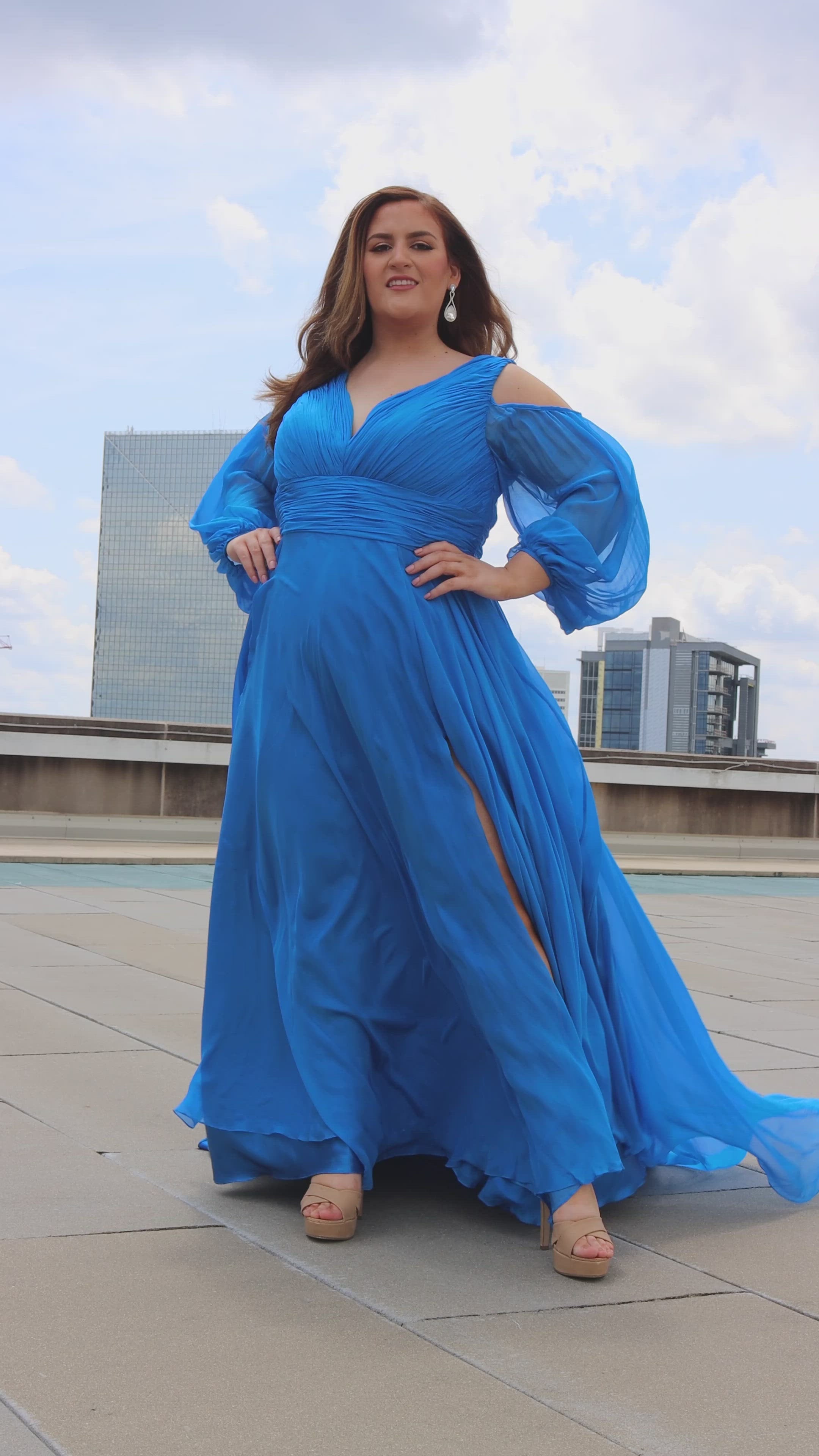Plus Size Cold Shoulder Chiffon Formal Dress - Sydney's Closet