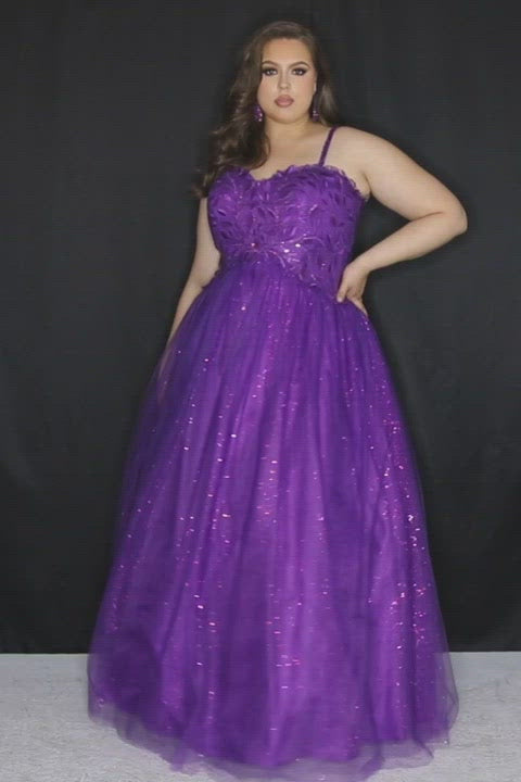Sydney's Prom by Sydney's Closet modified empire prom dress with sweetheart neckline lace up back and ballgown skirt available in black purple and white