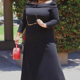 CE2002 in red or black from Celebrations by Sydney's Closet. Versatile plus size maxi dress with long sleeves year-round. Dress it up for special occasions or keep casual for daytime. 1X-4X