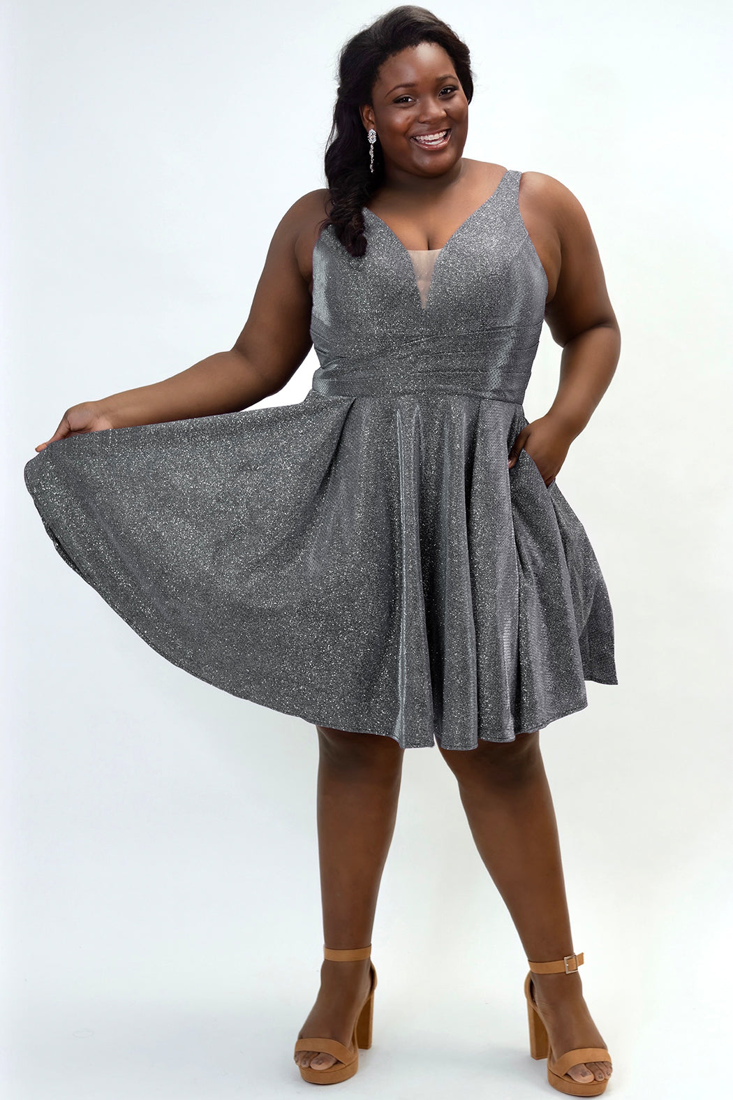 Plus size silver skater cheap skirt