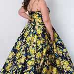 CE2207 Celebrations by Sydney's Closet aline silhouette with sweetheart neckline and spaghetti straps dress features zipper back and pockets available in pink blossom and yellow blossom