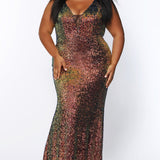 JK2109 Aurora Pageant Gown Johnathan Kayne for Sydney's Closet plus size pageant mermaid dress with zipper back with detachable scarves multi-color sequins available in Lava black Pearlescent white and Lilac 