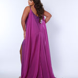 Johnathan Kayne for Sydney's Closet princess line slim silhouette with deep v neckline all over ab hotfix stones and center back zipper available in deep red, hot coral and white ice Maverick Pageant Gown JK2218 - Now also avialable in neon Lemon Lime, deep purple and aquamarine.