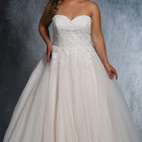 Adele Bridal Gown MB2108 by Sydney's Closet strapless ballgown with lace up back available in ivory/ivory, ivory/champagne, ivory/pink champagne