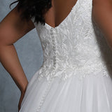 Jewel Bridal Gown MB2109 by Sydney's Closet A-line ballgown with zipper and button back and bra friendly straps available in ivory