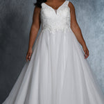 Jewel Bridal Gown MB2109 by Sydney's Closet A-line ballgown with zipper and button back and bra friendly straps available in ivory