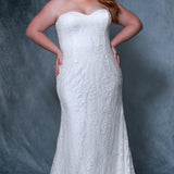 Michelle Bridal MB2203 Strapless sweetheart neckline fitted bridal dress with ivory lace. 