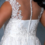 Michelle Bridal MB2204 Back view close up of lace detailing and button up back. 