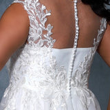 Michelle Bridal MB2204 Back view close up of lace detailing and button up back. 