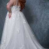 Michelle Bridal MB2205 back view Plus Size A-line wedding dress with buttons up the back. 