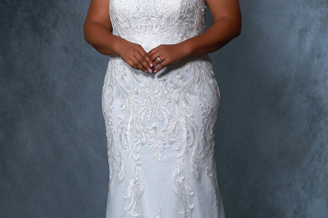 Michelle Bridal by Sydney's Closet MB2216 sweetheart neckline fitted silihouette with 3 inches of beading at neckline and scalloped edging with beads dress also features optional detatchable straps chantilly lace and 12 bones in the bodice available in champagne ivory and pink champagne