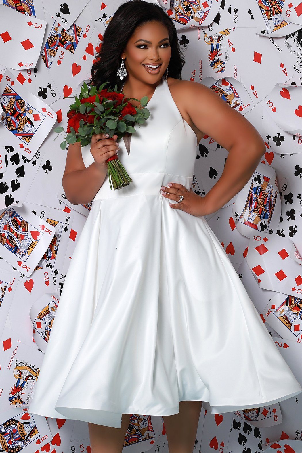 short white dress plus size Sydney's Closet Women's Halter Satin Tea-Length Tennis Fashion Pleated Tennis Midi Dresses Occasion Rating:4.8|151 Size:L (40 US)